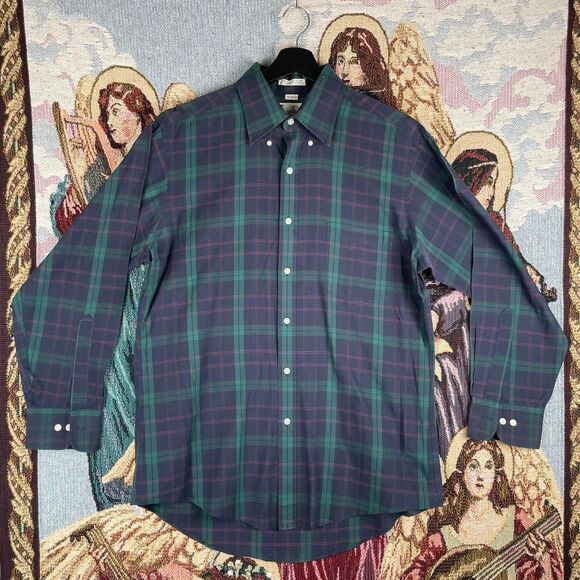 Vintage Mens Shirt 417 Van Heusen Button-Up Shirt Plaid  90s 16-32/33 - Picture 1 of 8